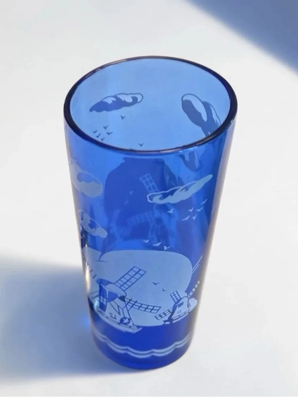 Vintage Hazel-Atlas Art Deco Cobalt Blue Windmill Cocktail Shaker